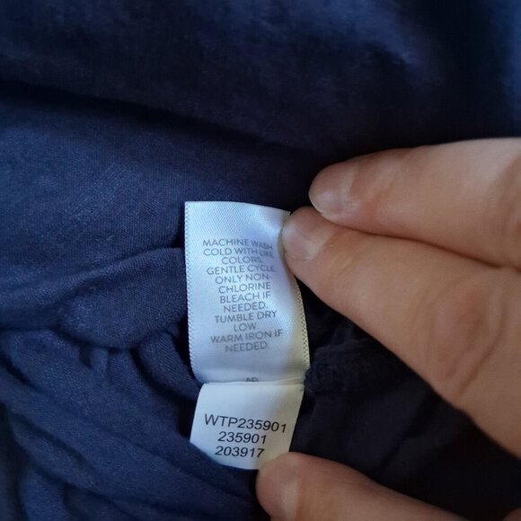 J. Jill Women's Size Medium Navy Blue Embroidered Floral Swiss Dot Boho Top - Picture 8 of 12